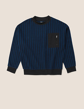 Pure Cotton Striped Sweatshirt (6-16 Yrs) Image 2 of 4