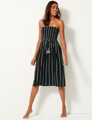 Pure Cotton Striped Midi Dress, M&S Collection