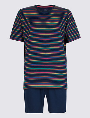 Pure Cotton Striped T-Shirt & Shorts Set Image 2 of 4