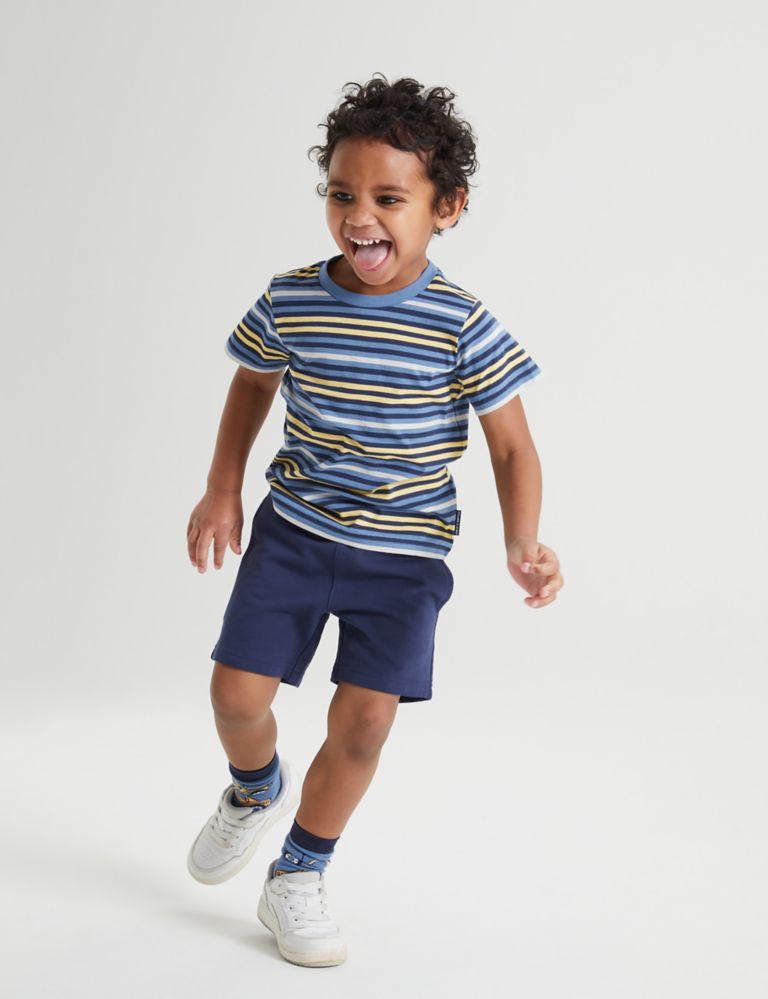 Pure Cotton Striped T-Shirt (1-10 Yrs) 1 of 4