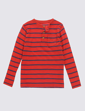 Pure Cotton Striped T-Shirt (1-7 Years) Image 2 of 3