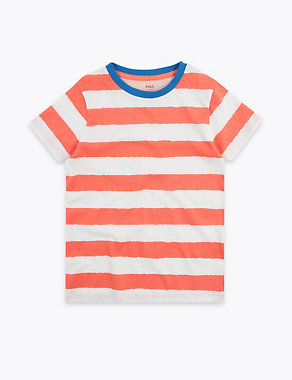 Pure Cotton Striped T-Shirt (2-7 Yrs) Image 2 of 4
