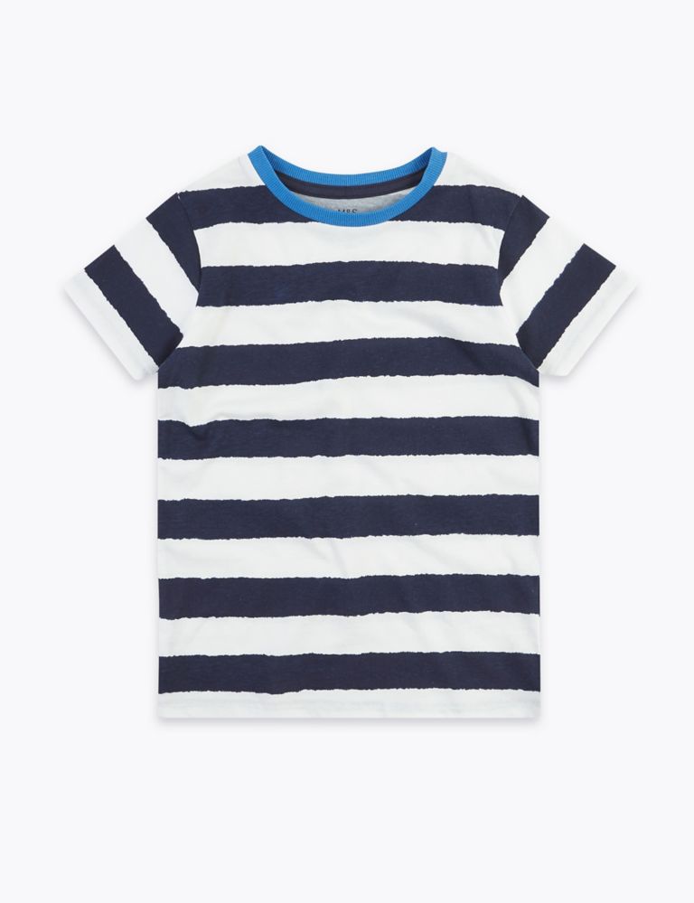 Pure Cotton Striped T-Shirt (2-7 Yrs) 2 of 4