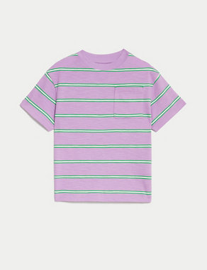 Pure Cotton Striped T-Shirt (2-8 Yrs) Image 2 of 5