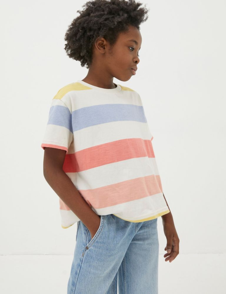 Pure Cotton Striped T-Shirt (3-13 Yrs) 1 of 4