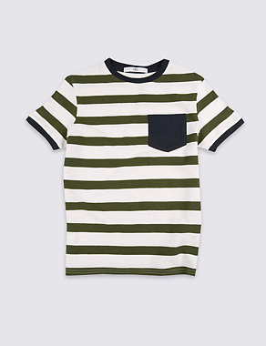 Pure Cotton Striped T-Shirt (3-14 Years) Image 2 of 3