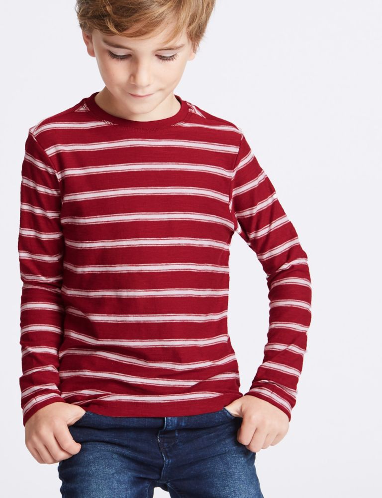Pure Cotton Striped T-Shirt (3-14 Years) 1 of 6
