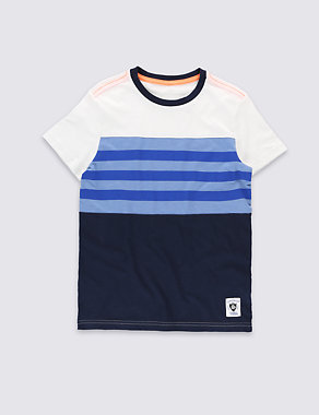 Pure Cotton Striped T-Shirt (5-14 Years) Image 2 of 3