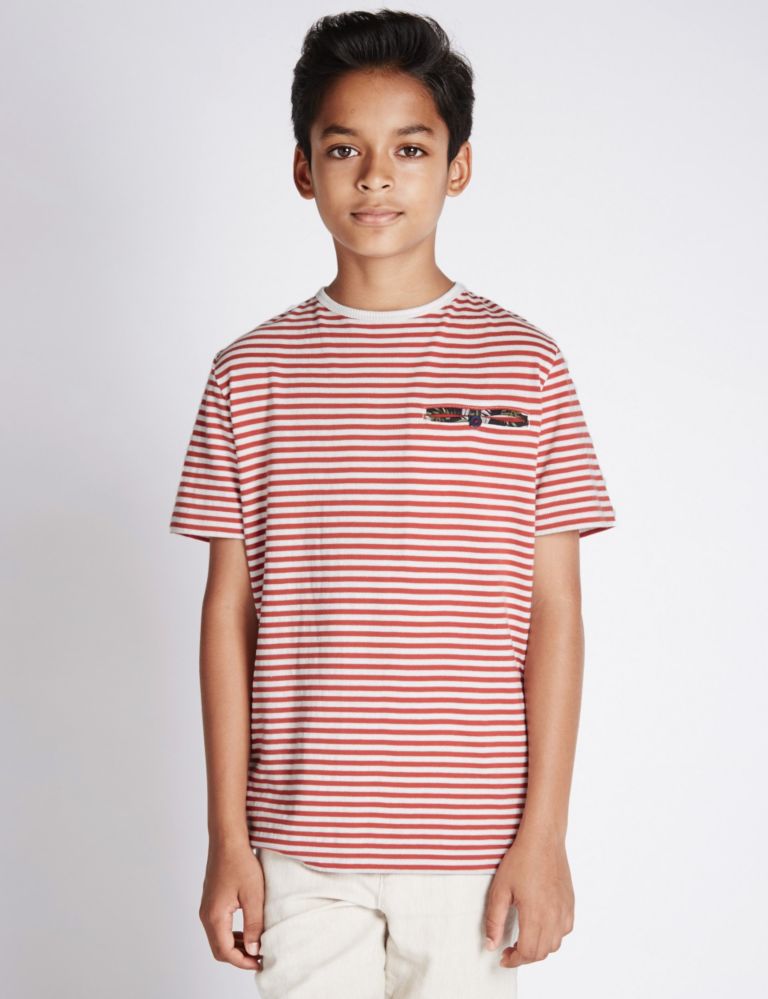 Pure Cotton Striped T-Shirt (5-14 Years) 1 of 3