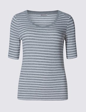 Pure Cotton Striped T-Shirt Image 2 of 3