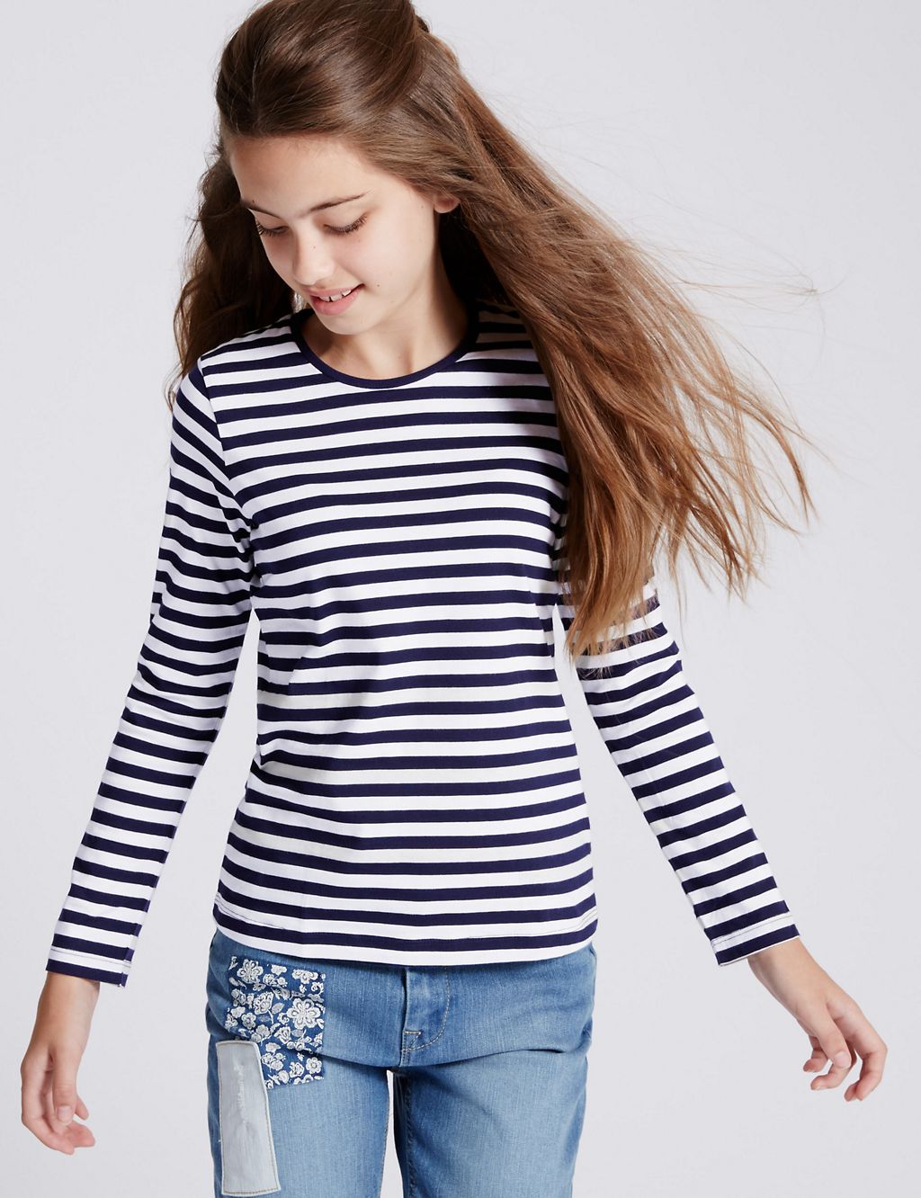 Pure Cotton Striped T-Shirt With StayNEW™ (3-14 Years) 3 of 5