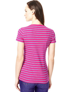 Pure Cotton Striped T-Shirt with Stay New™ Image 2 of 3