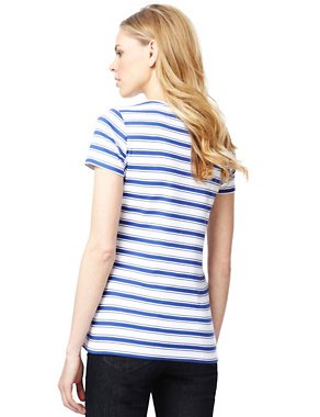 Pure Cotton Striped T-Shirt with Stay New™ Image 2 of 3