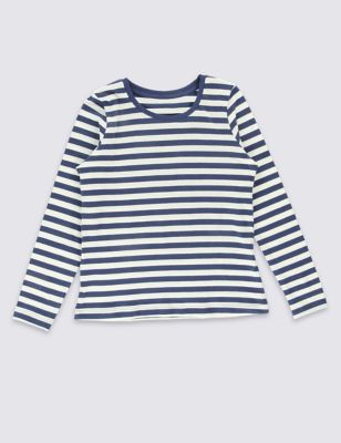 Pure Cotton Striped T-Shirt with StayNEW™ (3 Months - 5 Years) Image 2 of 3