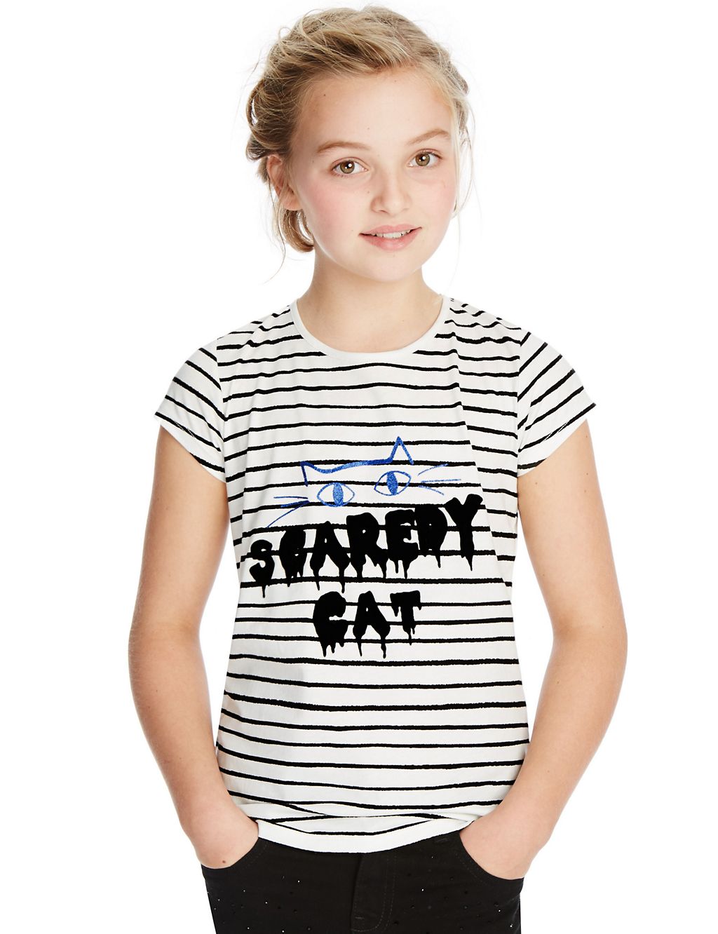 Pure Cotton Striped T-Shirt with StayNEW™ (5-14 Years) 3 of 3