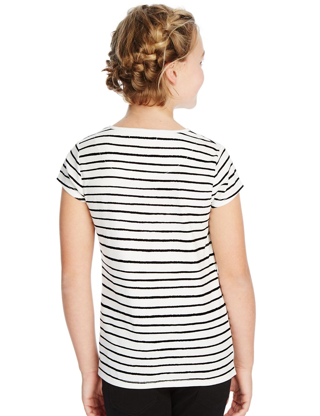 Pure Cotton Striped T-Shirt with StayNEW™ (5-14 Years) 2 of 3