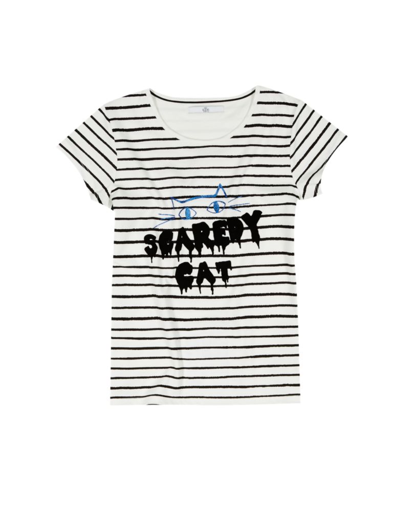 Pure Cotton Striped T-Shirt with StayNEW™ (5-14 Years) 2 of 3