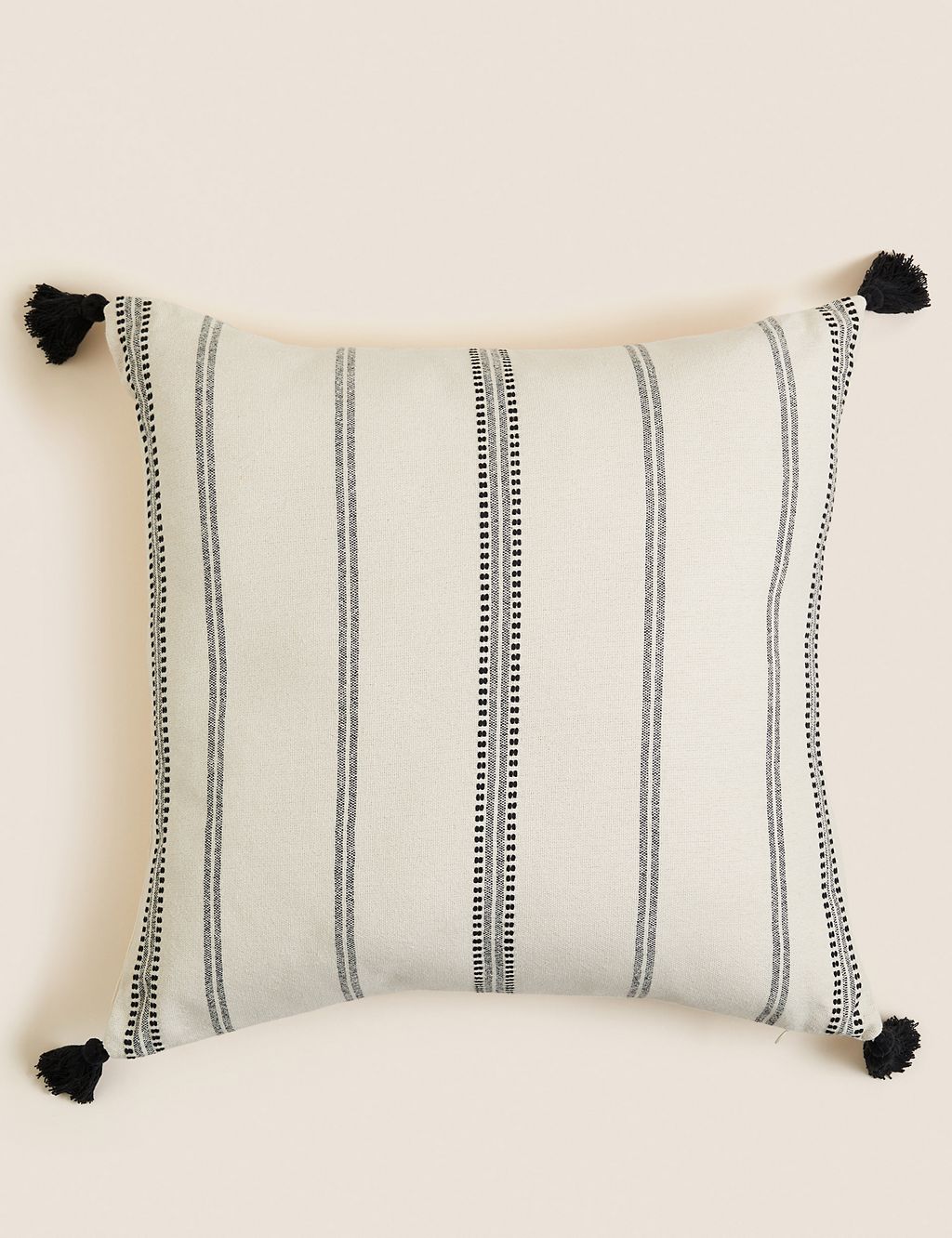 Pure Cotton Striped Tasselled Cushion 3 of 5