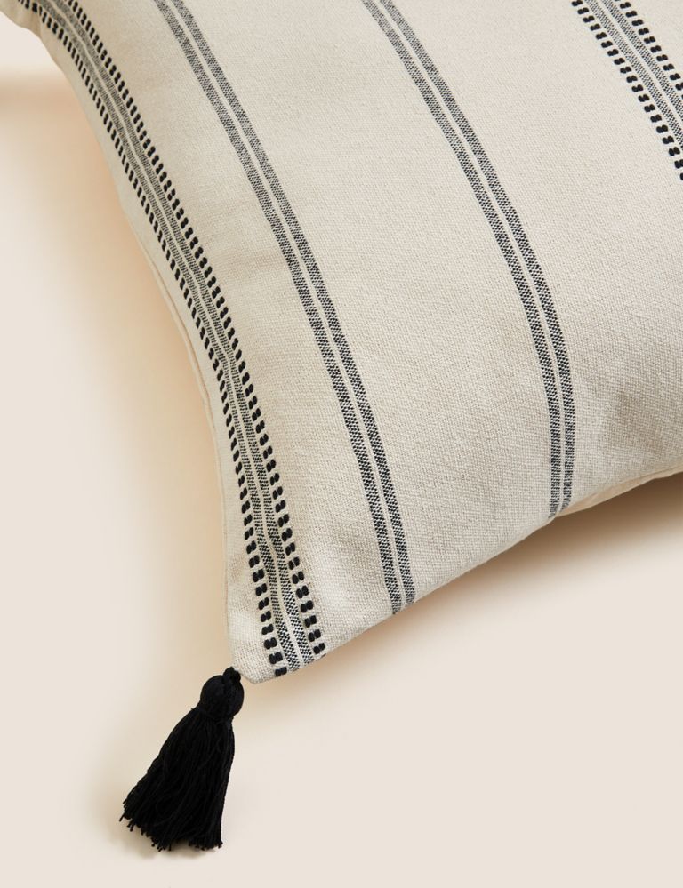 Pure Cotton Striped Tasselled Cushion 3 of 5