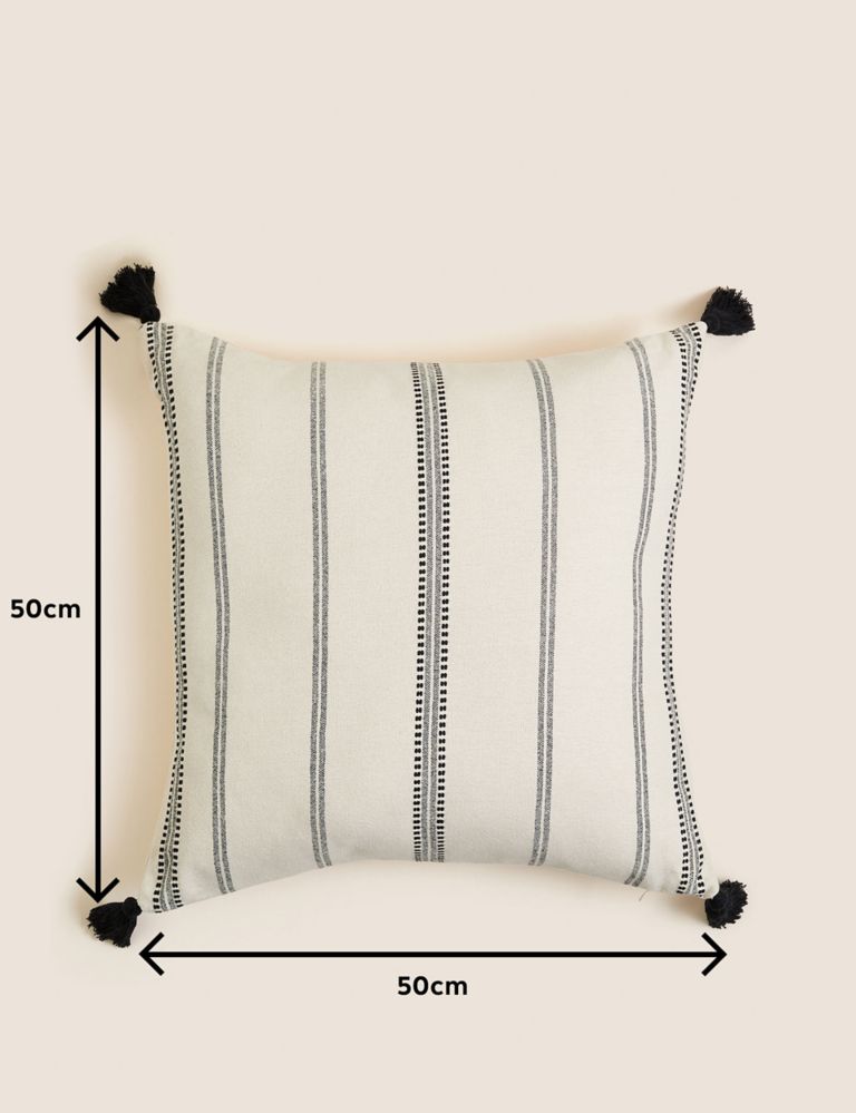 Pure Cotton Striped Tasselled Cushion 6 of 6