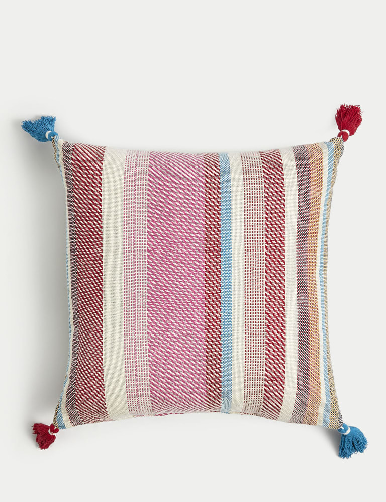 Pink and white striped outdoor cushions on sale