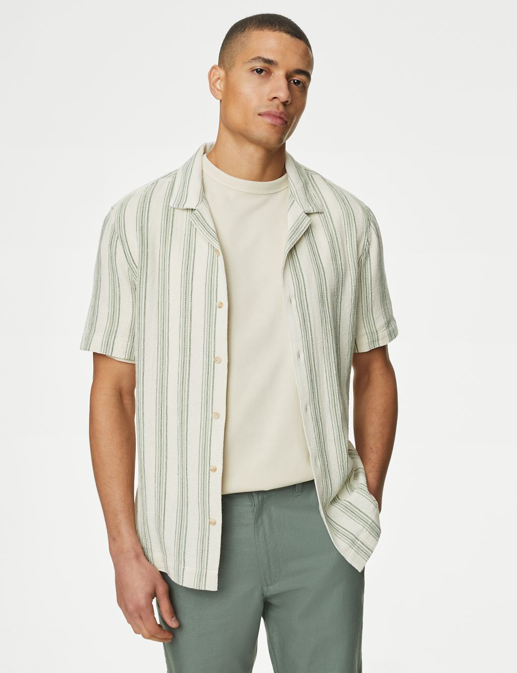 Pure Cotton Striped Textured Shirt 4 of 5