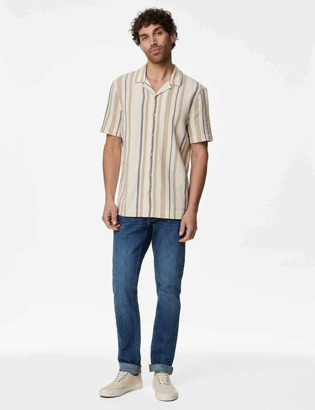 Pure Cotton Striped Textured Shirt 2 of 5