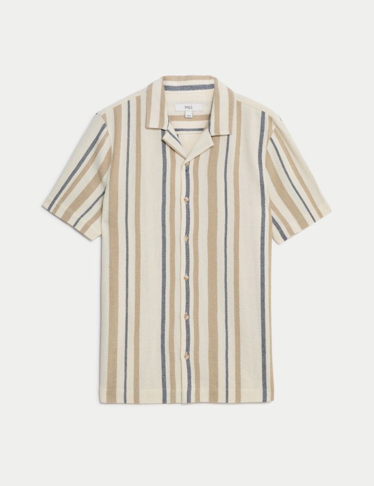 Pure Cotton Striped Textured Shirt 2 of 5