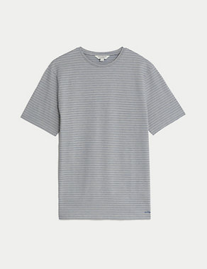Pure Cotton Striped Textured T-Shirt Image 2 of 5