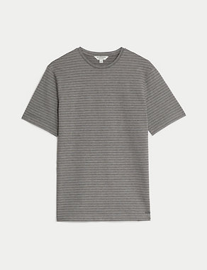 Pure Cotton Striped Textured T-Shirt Image 2 of 5