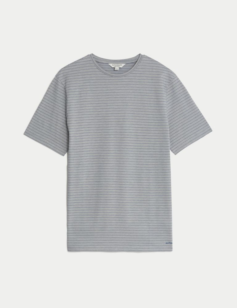 Pure Cotton Striped Textured T-Shirt 2 of 5