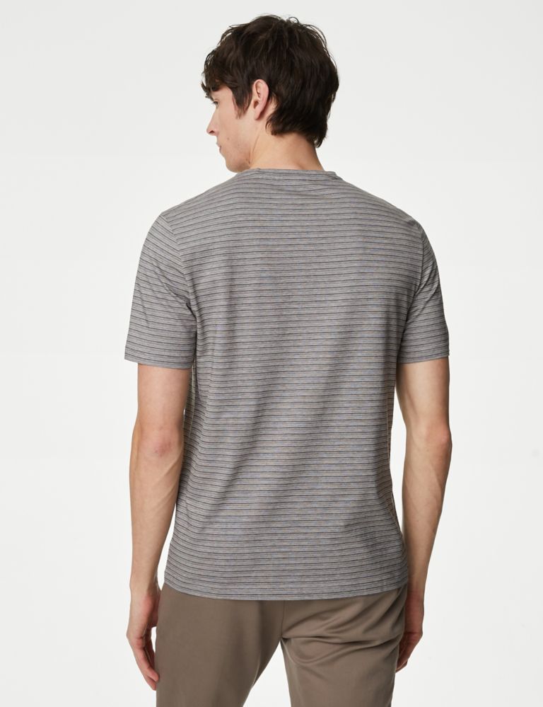 Pure Cotton Striped Textured T-Shirt 5 of 5