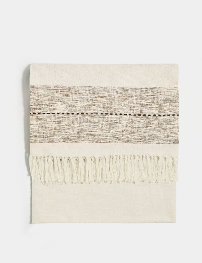 Pure Cotton Striped Textured Throw 1 of 5