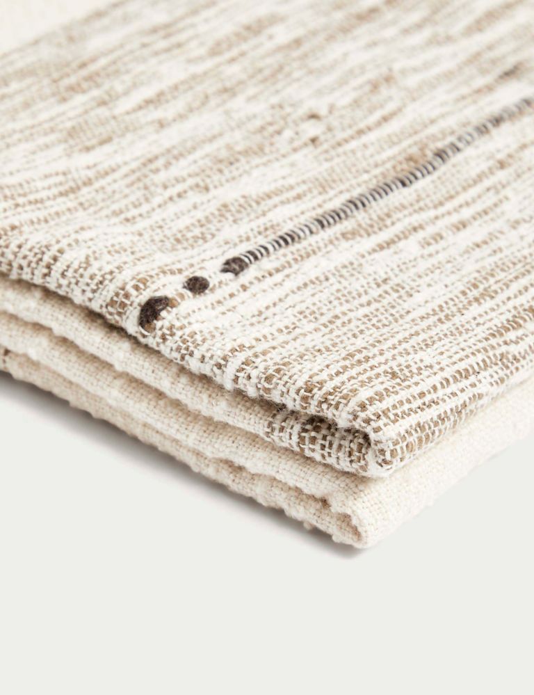 Pure Cotton Striped Textured Throw 5 of 5