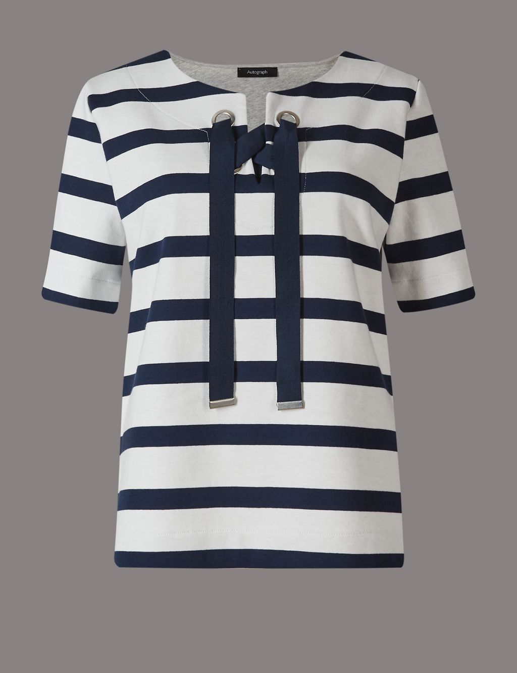 Pure Cotton Striped Tie Detail T-Shirt 1 of 5