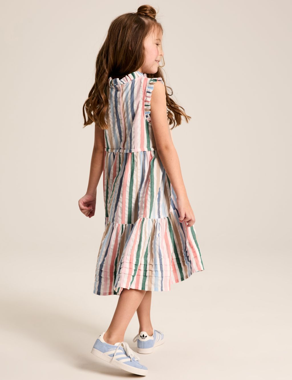 Pure Cotton Striped Tiered Dress (2-12 Yrs) 1 of 6