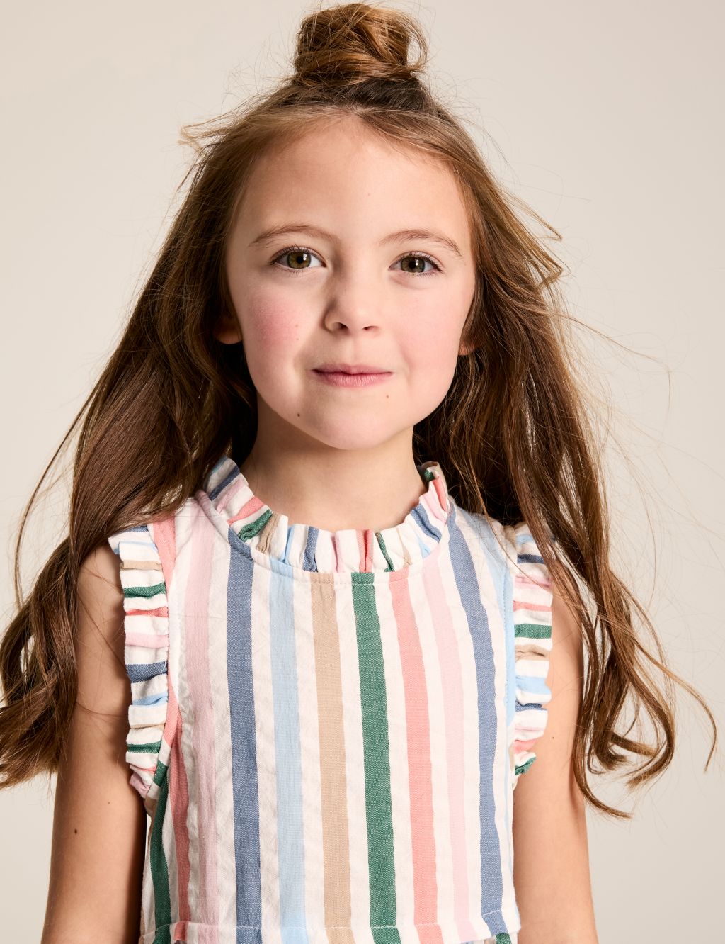 Pure Cotton Striped Tiered Dress (2-12 Yrs) 2 of 6