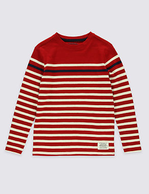 Pure Cotton Striped Top (3-14 Years) Image 2 of 3