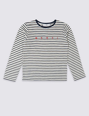 Pure Cotton Striped Top (3-16 Years) Image 2 of 4