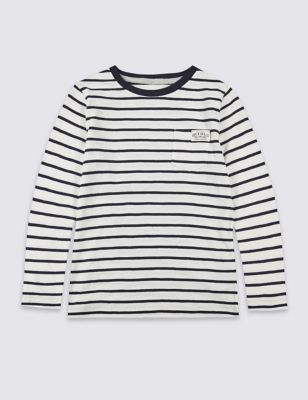 Pure Cotton Striped Top (3 Months - 5 Years) Image 2 of 3