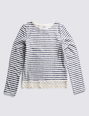 Pure Cotton Striped Top (5-14 Years) Image 2 of 3