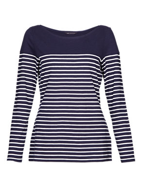 Pure Cotton Striped Top Image 2 of 4