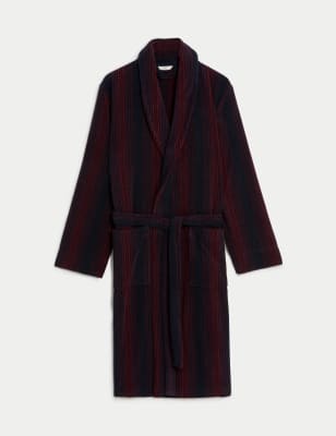 Pure Cotton Striped Towelling Dressing Gown M S Collection M S