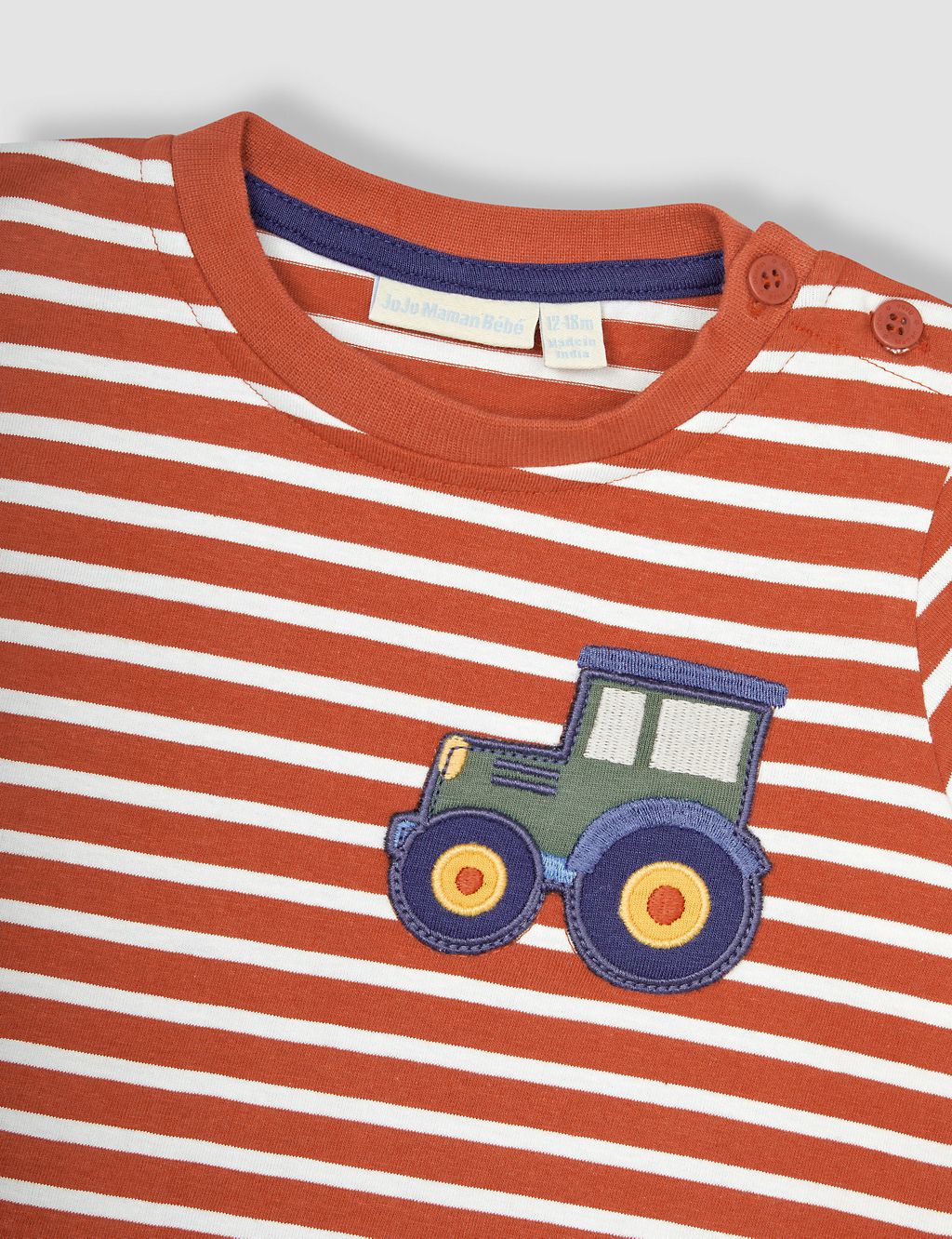 Pure Cotton Striped Tractor Top (2-5 Yrs) 1 of 3