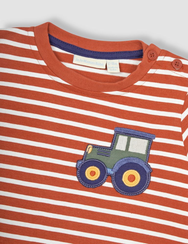 Pure Cotton Striped Tractor Top (2-5 Yrs) 2 of 3