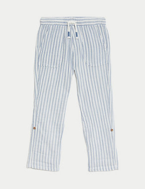Pure Cotton Striped Trousers (2–8 Yrs) Image 2 of 5