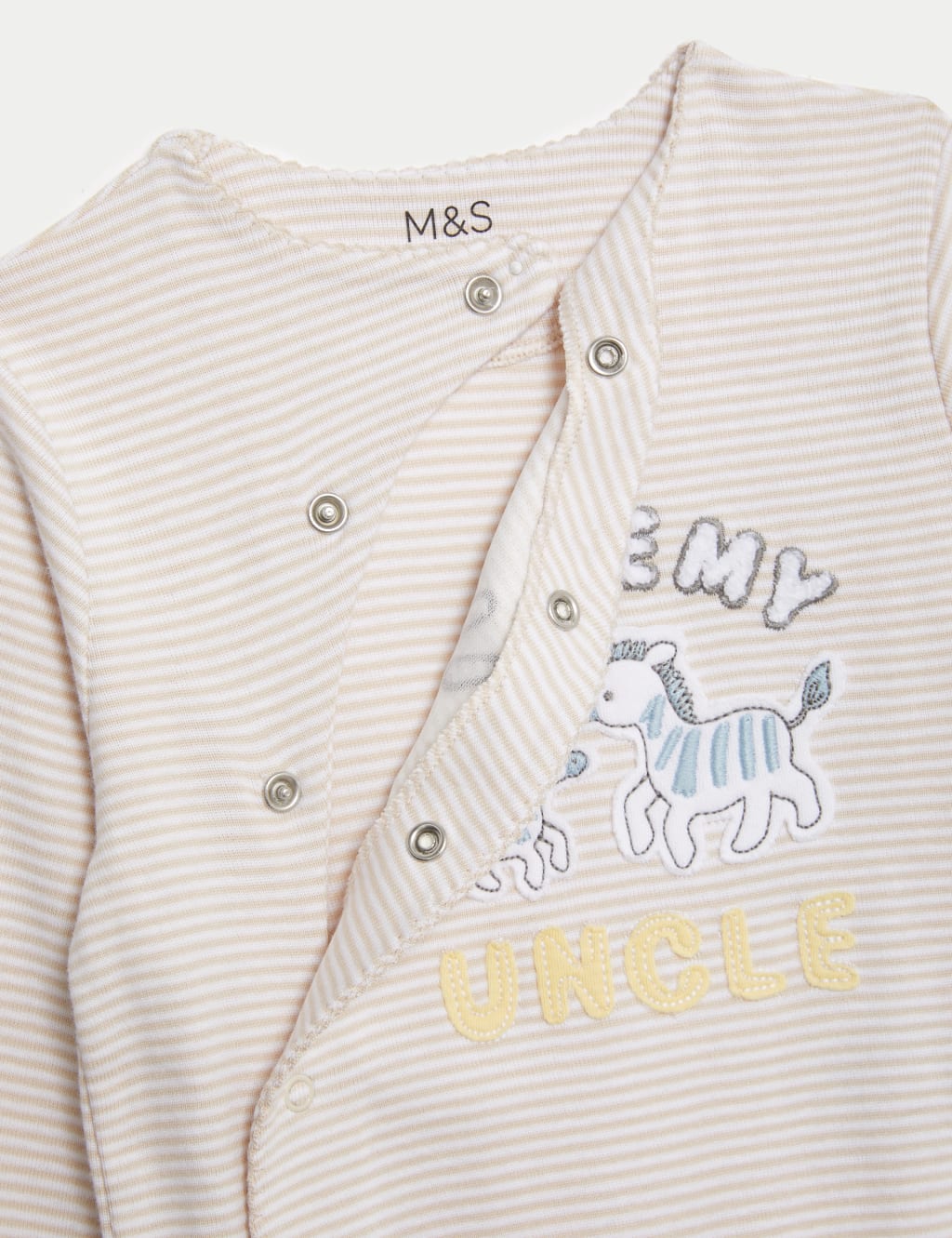 Pure Cotton Striped Uncle Slogan Sleepsuit 7lbs 9 Mths