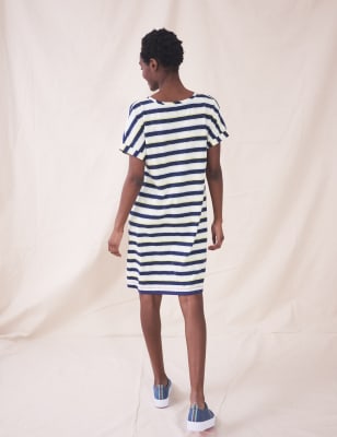 striped v neck t shirt dress