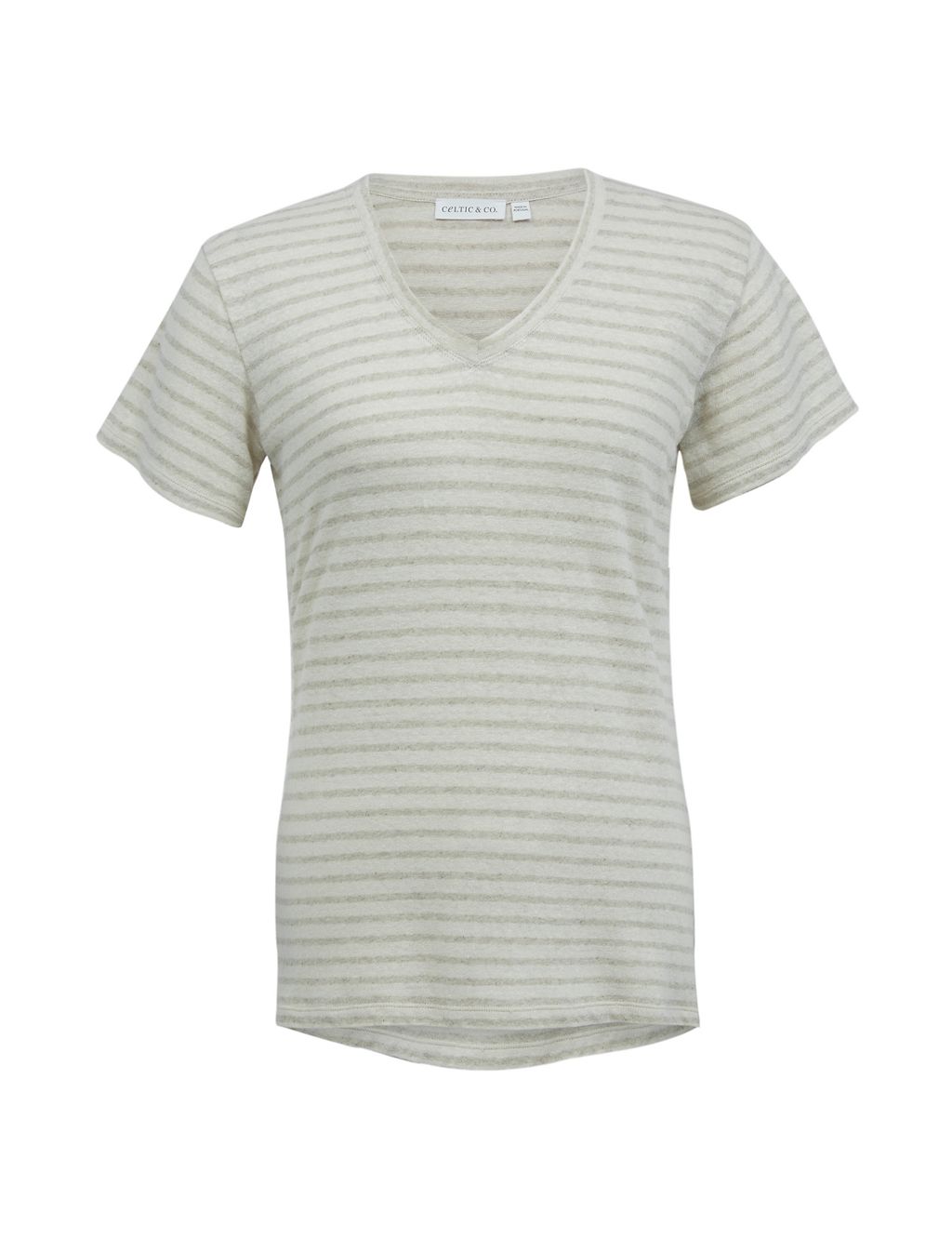 Pure Cotton Striped V-Neck T-Shirt 1 of 5