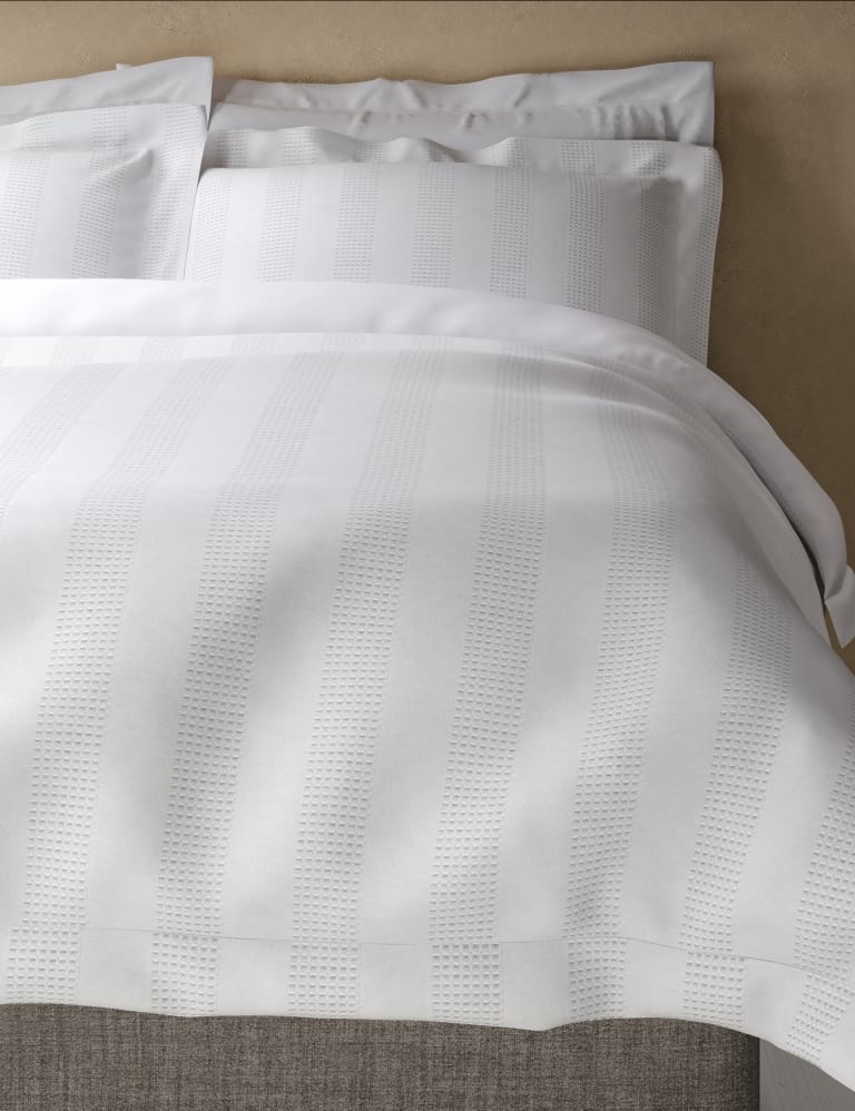 Pure Cotton Striped Waffle Bedding Set M&S Collection M&S